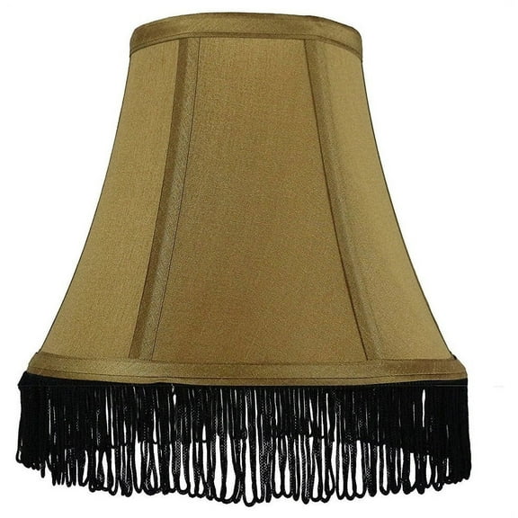 Urbanest Gold With Black Fringe Silk Bell Chandelier Lamp Shade, 3x6x5"