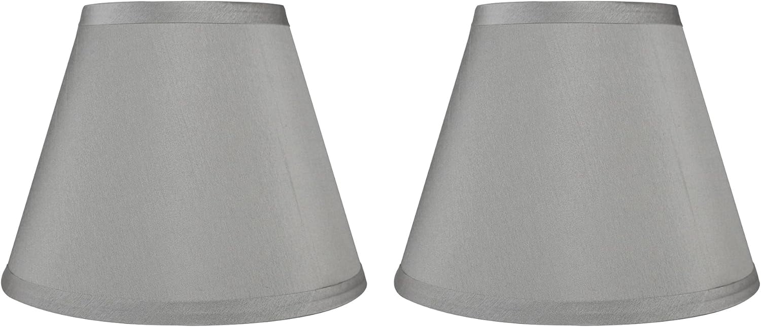 Urbanest Hardback Faux Silk Coolie Lamp Shade – 5" Top x 9" Bottom x 7" Slant Height – Silver Coolie Lamp Shade – Classic Hardback Lampshade for Table Lamp, Wall Lamp & Accent Lighting - 1 Piece