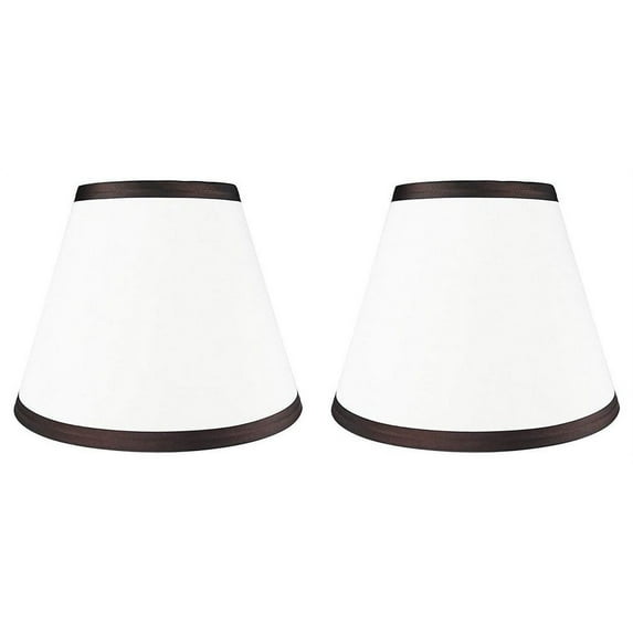 Urbanest Hardback Silk Coolie Shade, 5x9x7", Off White With Coffee Trim, Set of 2