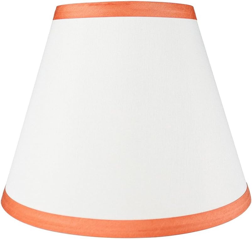 Urbanest Hardback Faux Silk Coolie Lamp Shade – 5" Top x 9" Bottom x 7" Slant Height – Off White With Orange Trim Coolie Lamp Shade - 1 Piece