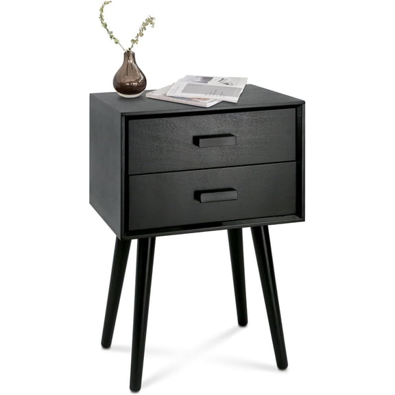 Urbanest Hartford Two Drawer Side Table, Black
