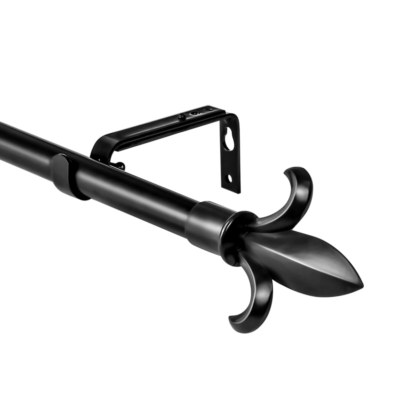 Urbanest Cast Forged Iron Curtain Rod with Fleur de Lis Finials – Heavy