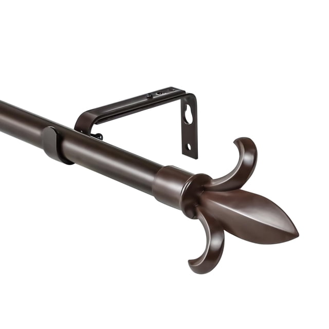Metal Rods Window Urbanest Cast Forged Iron Curtain Rod with Fleur de Lis Finials – Heavy ...