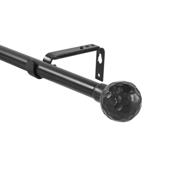 Urbanest Iron Hammered Ball Curtain 3/4" Rod, Black, 48"-84"