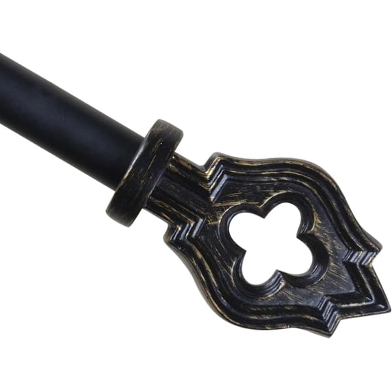 Urbanest Adjustable Single Curtain Rod Set Burnt Gold Leto Finials – 1 - Inch Diameter, With Black Rod, 84–120 Inches