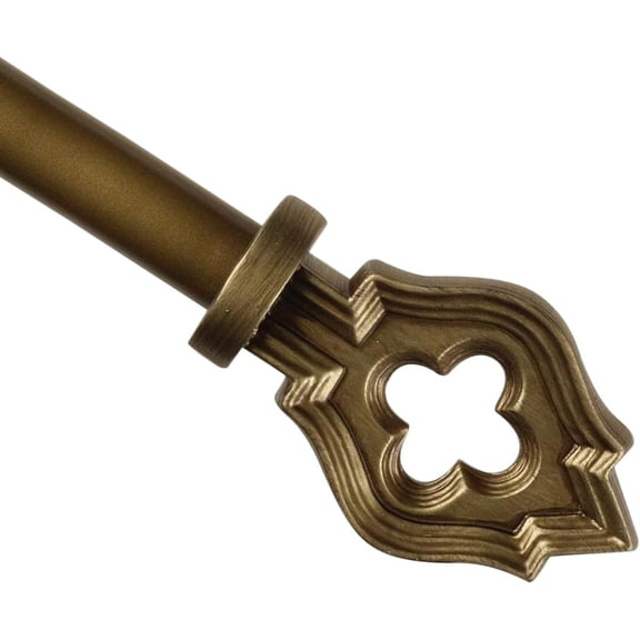 Urbanest Adjustable Single Curtain Rod Set Leto Finials – 1 - Inch Diameter, With Renaissance Gold Rod, 48–84 Inches