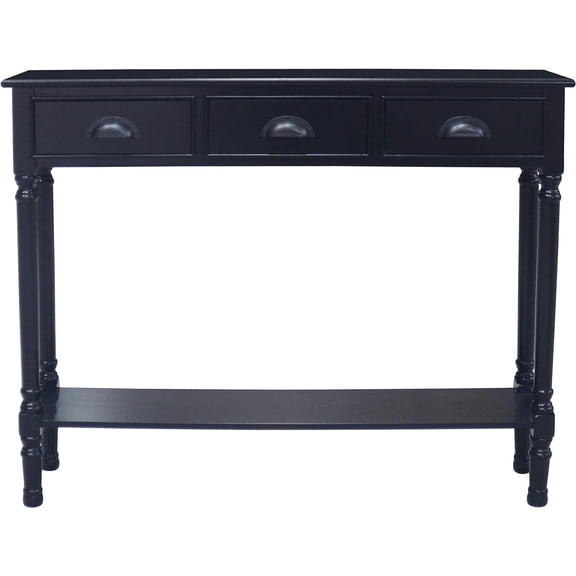 Urbanest Modern Burlington Console Table with 3 Drawers (Solid Wood, Black)