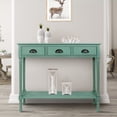thumbnail image 1 of Urbanest Burlington Solid Wood Console Table with 3 Drawers Lower Shelf – Entryway Table, Hallway Sofa Table, Narrow Accent Table for Living Room – 39.5″ × 9.5″ × 32″ – Peacock Green Farmhouse Decor, 1 of 7