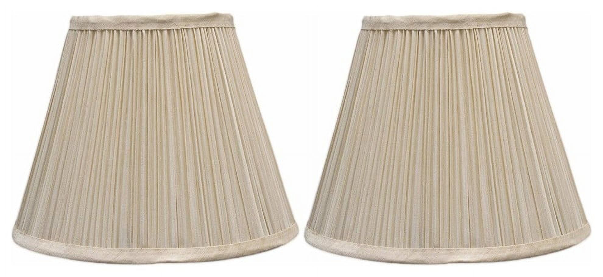 Eggshell Faux Silk Pleated Bell Lamp Shade Set of 2