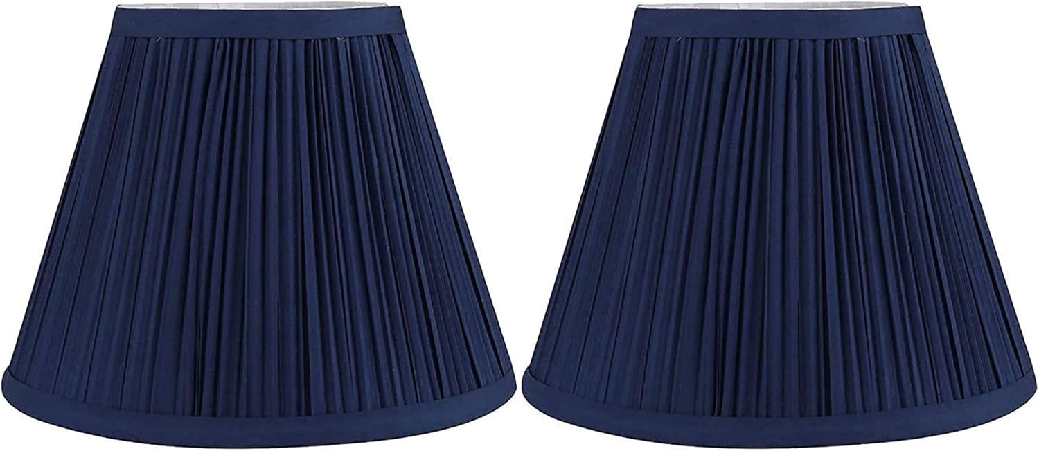 Urbanest Softback Mushroon Pleated Lamp Shade – 5" Top x 9" Bottom x 7" Slant Height – Navy Blue Lamp Shade – Classic Softback Lampshade for Table Lamp, Wall Lamp & Accent Lighting - 2 Pieces