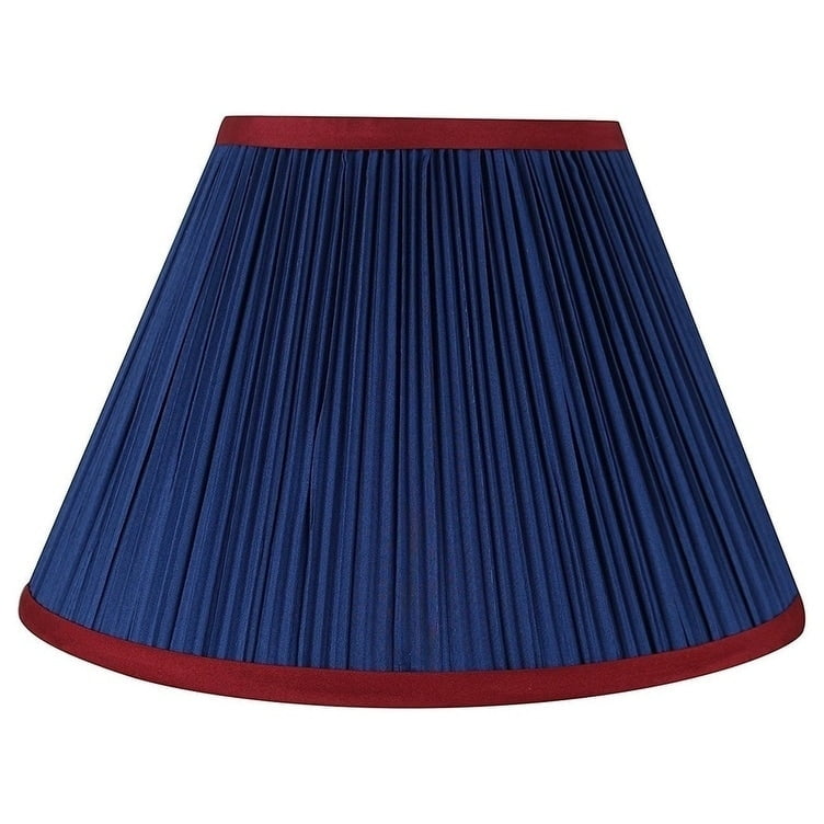 Urbanest Mushroom Pleated Lamp Shade, 6x12x8", Navy Blue With Burgundy Trim