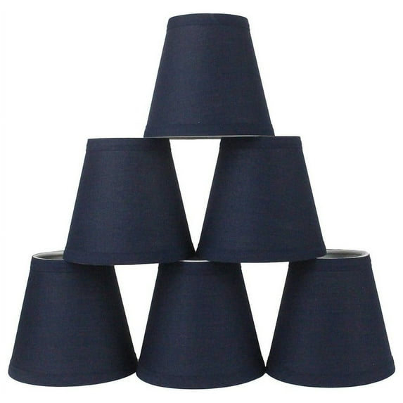 Urbanest Navy Blue Cotton Chandelier Lamp Shade, 3x6x5", Set of 6