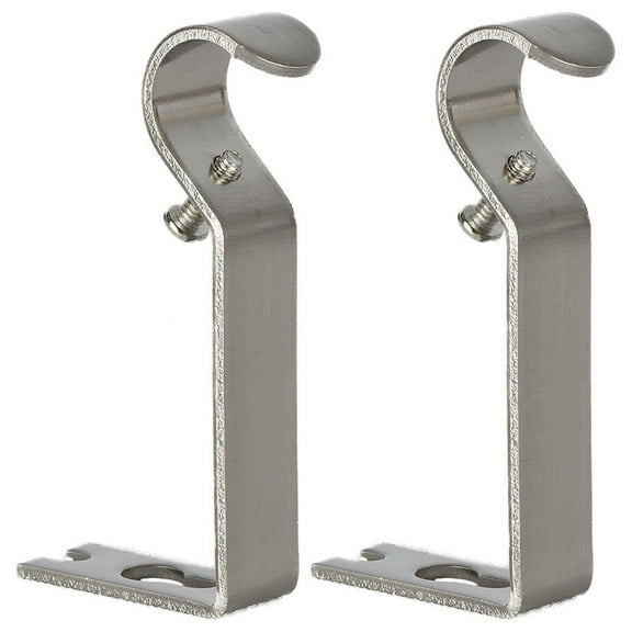 Urbanest Single Curtain Rod Bracket for 1/2" and 5/8" Drapery Rod, Non-Adjustable Wall Mount Curtain Rod Holder, Heavy-Duty Metal Curtain Hardware, 2 Pcs, Nickel