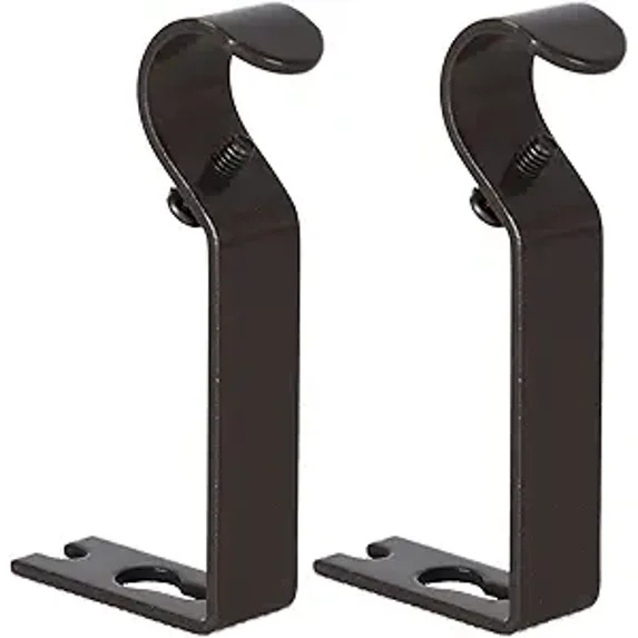 Urbanest Non-Adjustable Curtain Rod Bracket, 3/8" & 1/2" Drapery Rod Holder, Bronze – Sturdy Wall-Mount Hardware for Curtains & Drapes - 2 Pieces