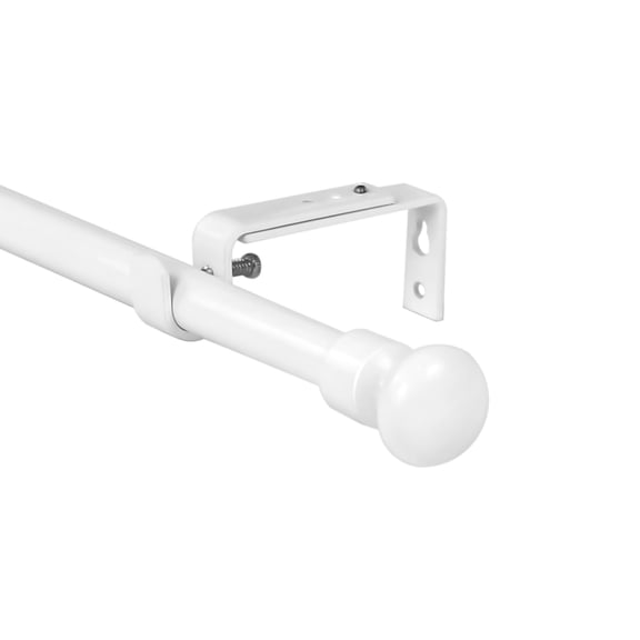 Urbanest Oval Designer Single Curtain Rod – Decorative Metal Finials, 5/8" Diamter Drapery Hardware Set Window Treatments, 28" to 48", Glossy White