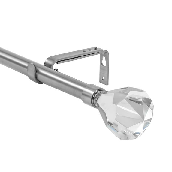 Urbanest Real Crystal Diamond-cut Elegant Designer Curtain Rod – Solid Metal Rod with Genuine Crystal Finials – 3/4" Adjustable , Heavy-Duty, Decorative, Sparkling Design, 84" to 120", Nickel