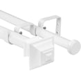 thumbnail image 1 of Urbanest Adjustable Double Curtain Rod Set Pila Flat Button Finials – 1″ Front & 3/4″ Back Rod With Glossy White Rod, 28–48 Inches, 1 of 6