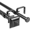thumbnail image 1 of Urbanest Adjustable Double Curtain Rod Set Pila Flat Button Finials – 1″ Front & 3/4″ Back Rod With Black Rod, 48–84 Inches, 1 of 6