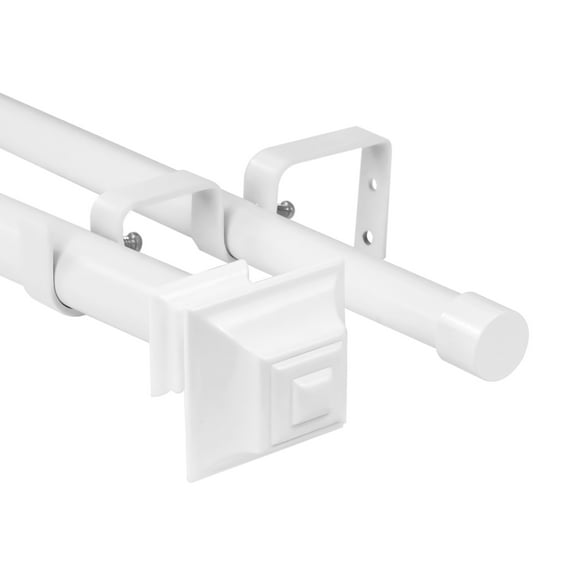 Urbanest Pila Manhattan 1" 3/4" Double Drapery Curtain Window Rod Set - 28" to 48", White