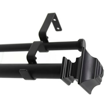 Urbanest Pila Manhattan 1" 5/8" Double Drapery Curtain Window Rod Set - 28" to 48", Black