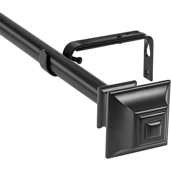 Urbanest Adjustable Single Curtain Rod Set Pila Finials – 1 -Inch Diameter, With Black Rod, 28–48 Inches