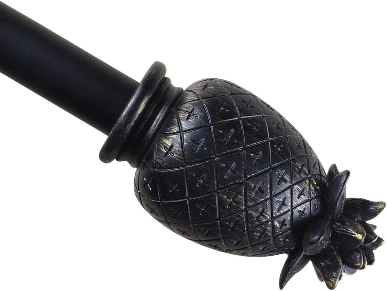 Urbanest Adjustable Single Curtain Rod Set Burnt Gold Pineapple Finials – 1 - Inch Diameter, With Black Rod, 28–48 Inches
