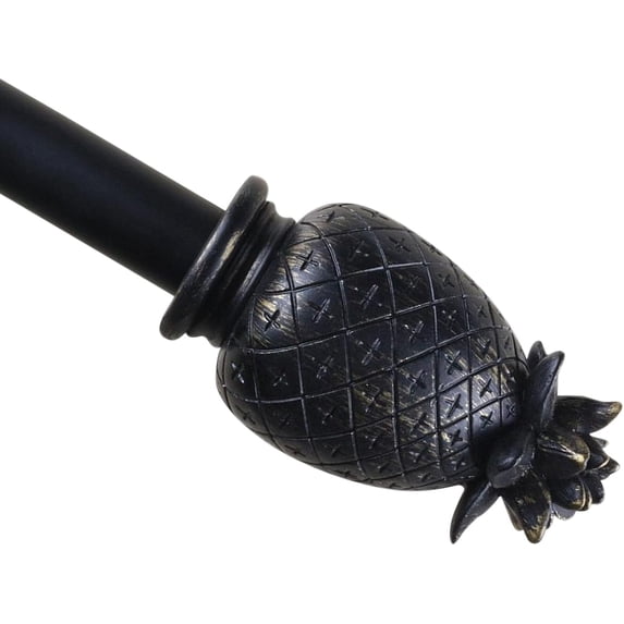 Urbanest Adjustable Single Curtain Rod Set Burnt Gold Pineapple Finials – 1 - Inch Diameter, With Black Rod, 28–48 Inches