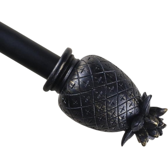 Urbanest Adjustable Single Curtain Rod Set Burnt Gold Pineapple Finials – 1 - Inch Diameter, With Black Rod, 28–48 Inches