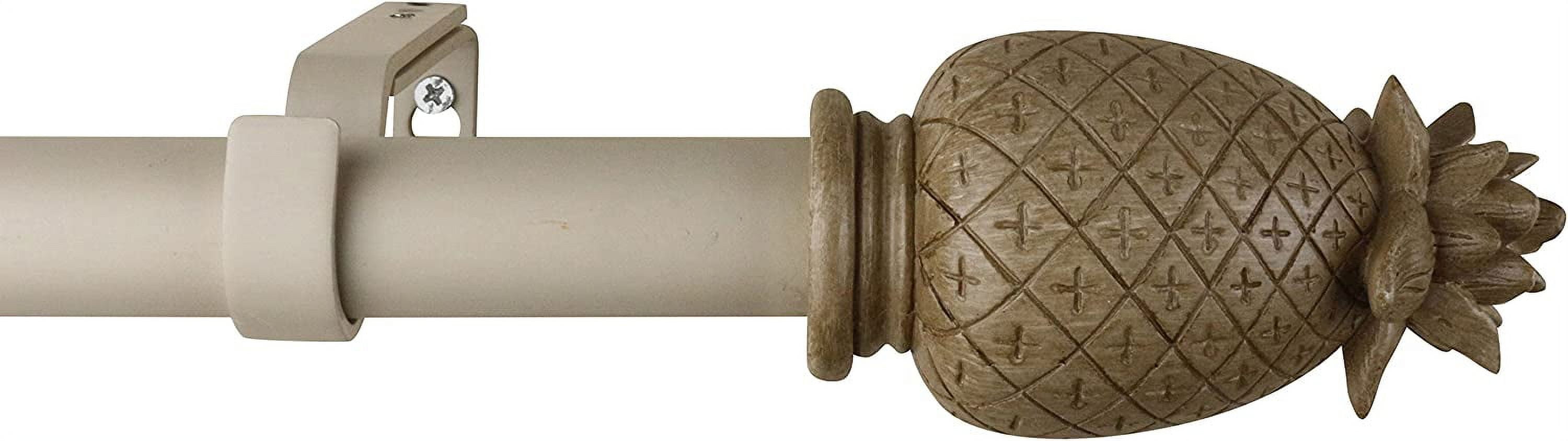 Urbanest Adjustable Single Curtain Rod Set Pineapple Finials – 1 - Inch Diameter, With Cottage Rod, 84–120 Inches