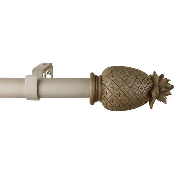 Urbanest Adjustable Single Curtain Rod Set Pineapple Finials – 1 - Inch Diameter, With Cottage Rod, 48–84 Inches