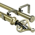 thumbnail image 1 of Urbanest Adjustable Double Curtain Rod Set Portia Flat Button Finials – 1″ Front & 3/4″ Back Rod With Antique Brass Rod, 48–84 Inches, 1 of 6