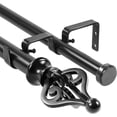 thumbnail image 1 of Urbanest Adjustable Double Curtain Rod Set Portia Flat Button Finials – 1″ Front & 3/4″ Back Rod With Black Rod, 48–84 Inches, 1 of 6