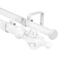 thumbnail image 1 of Urbanest Adjustable Double Curtain Rod Set Portia Flat Button Finials – 1″ Front & 3/4″ Back Rod With Glossy White Rod, 84–120 Inches, 1 of 6