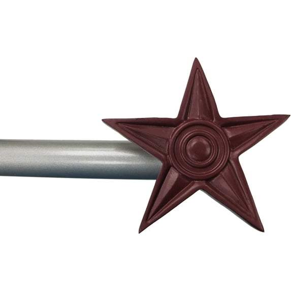 Urbanest Adjustable Single Curtain Rod Set With Red Star Finials – 3/4-Inch Diameter, With Pewter Rod, 48–84 Inches