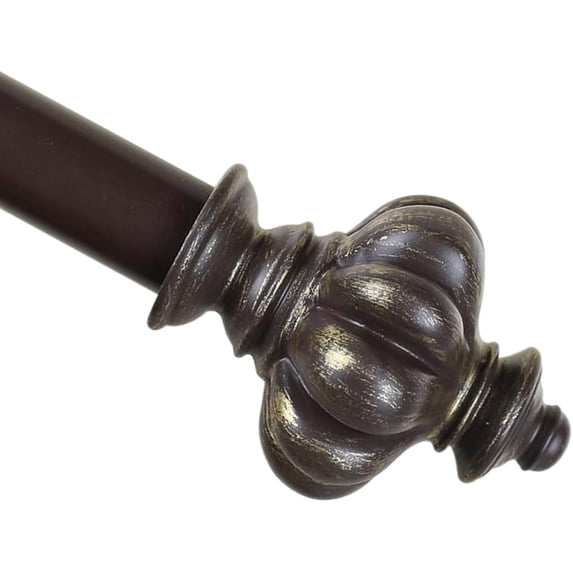 Urbanest Adjustable Single Curtain Rod Set Bronze With Gold Regina Finials – 1 - Inch Diameter, With Bronze Rod, 28–48 Inches