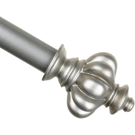 Urbanest Adjustable Single Curtain Rod Set Regina Finials – 1 - Inch Diameter, With Pewter Rod, 48–84 Inches