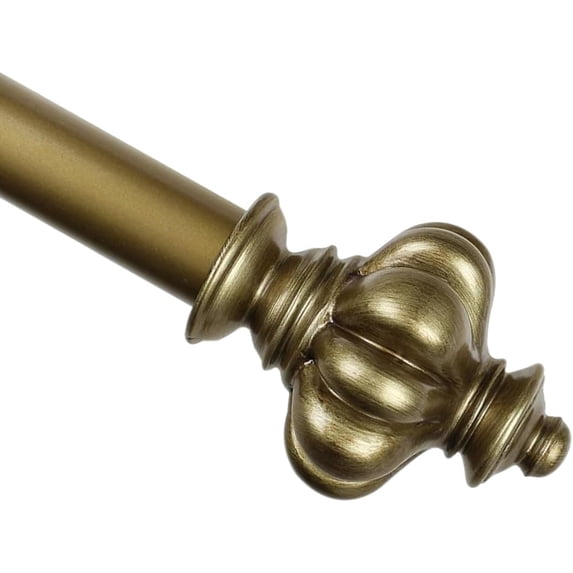 Urbanest Adjustable Single Curtain Rod Set Regina Finials – 1 - Inch Diameter, With Renaissance Gold Rod, 48–84 Inches