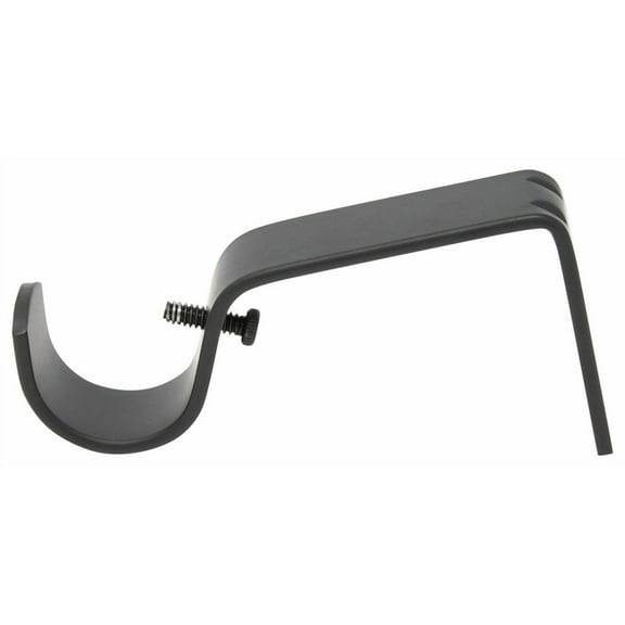 Urbanest Single Curtain Rod Bracket for 1" and 1 1/8" Drapery Rod, Non-Adjustable Wall Mount Curtain Rod Holder, Heavy-Duty Metal Curtain Hardware, 1 Pc, Black