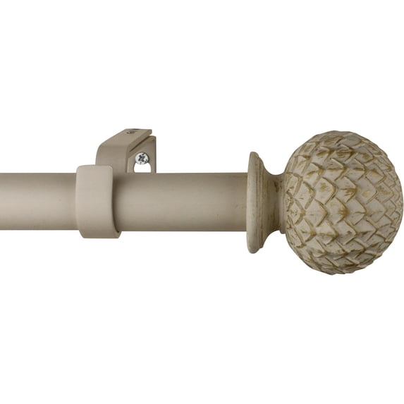 Urbanest Adjustable Single Curtain Rod Set Gilded Round Artichoke Finials – 1 - Inch Diameter, With French White Rod, 84–120 Inches