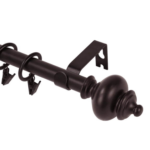 Urbanest Round Urn Curtain Rod Set With 16 Rings, 5/8", 48"-84", Bronze