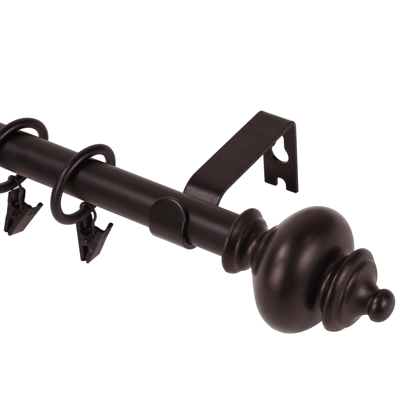 Urbanest Round Urn Curtain Rod Set With 24 Rings, 5/8", 84"-120", Bronze