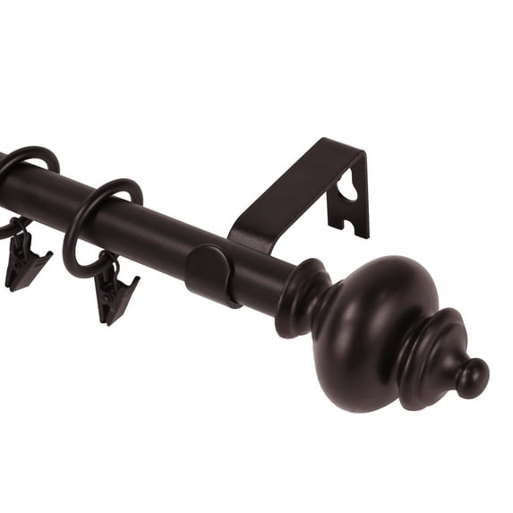 Urbanest Round Urn Curtain Rod Set With 8 Rings, 5/8", 28-48", Bronze