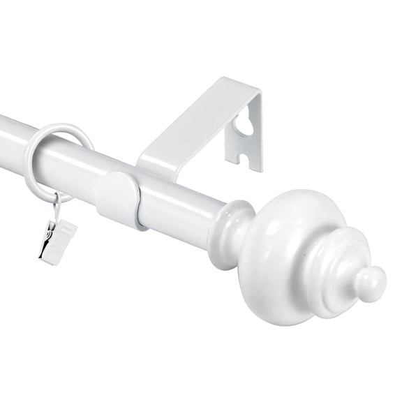 Urbanest Round Urn Curtain Rod With 8 Rings, 5/8", 28-48", Glossy White
