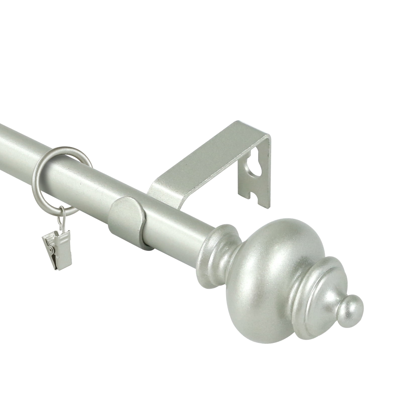 Urbanest Round Urn Single Curtain Rod Set, 5/8", 28-48", Pewter