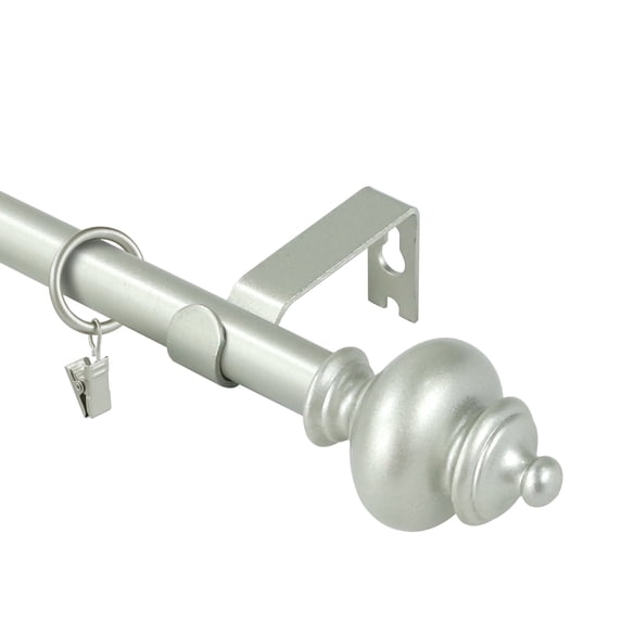 Urbanest Round Urn Single Curtain Rod Set, 5/8", 48"-84", Pewter