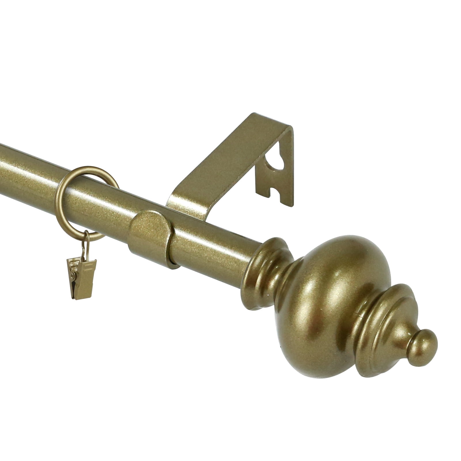 Urbanest Round Urn Single Curtain Rod Set, 5/8", 84"-120", Antique Gold