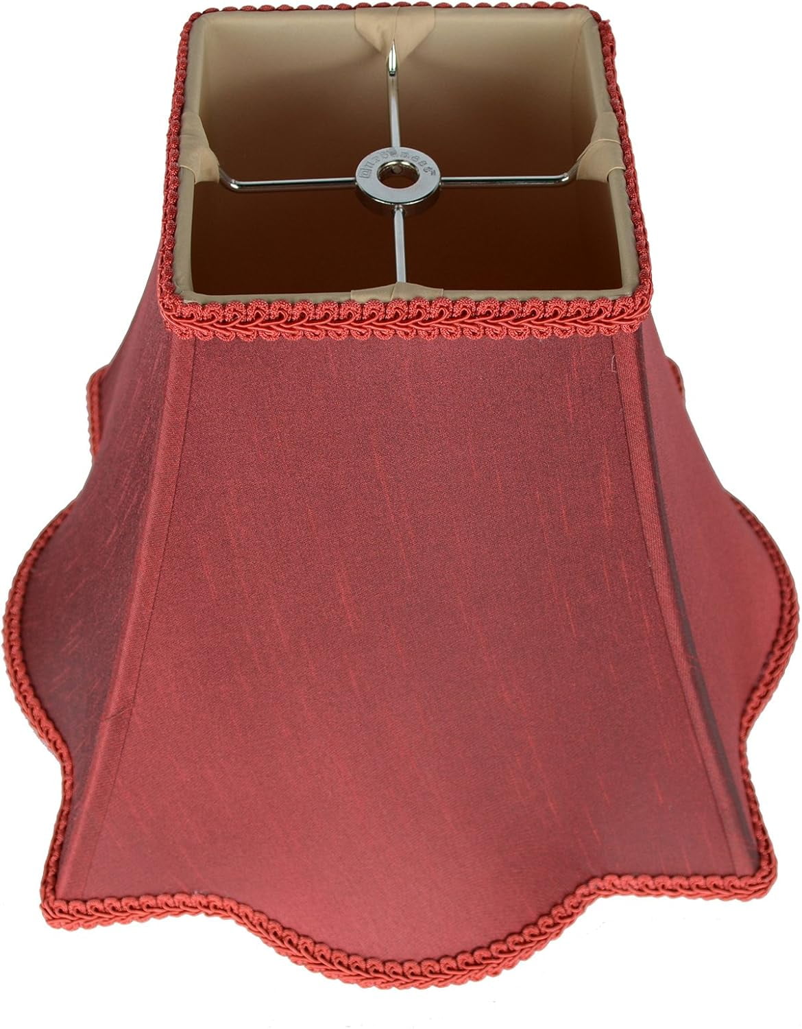 Urbanest Softback Faux Silk Scalloped Bell Drum Lampshade – 5" Top x 12" Bottom x 10" Slant Height – Burgundy Tone – Spider Fitter- 1 Piece