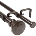 thumbnail image 1 of Urbanest Adjustable Double Curtain Rod Set Semplice Flat Button Finials – 1″ Front & 3/4″ Back Rod With Bronze Rod, 84–120 Inches, 1 of 6
