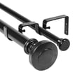 thumbnail image 1 of Urbanest Semplice Flat Button 1" 5/8" Double Drapery Curtain Window Rod Set - 84" to 120", Black, 1 of 6