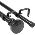 thumbnail image 1 of Urbanest Adjustable Double Curtain Rod Set Semplice Manhattan Finials – 1″ Front & 3/4″ Back Rod With Black Rod, 48–84 Inches, 1 of 6